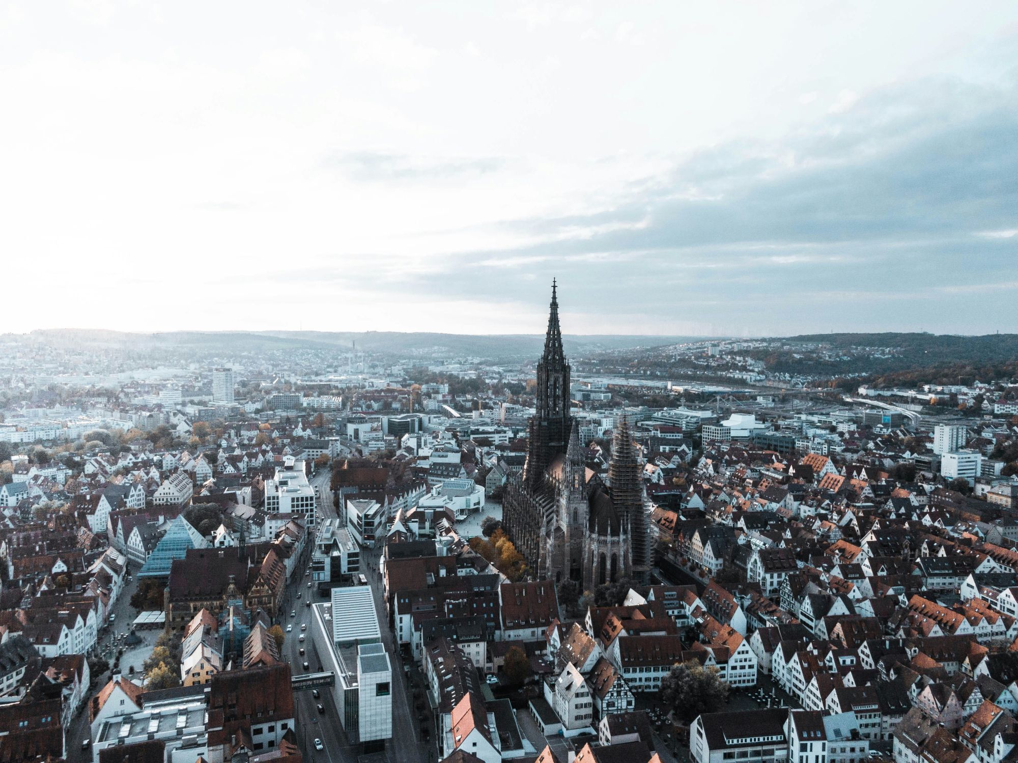 Luftbild von Ulm mit dem Ulmer Münster